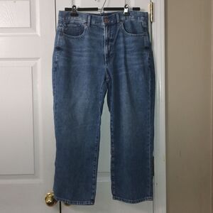 Express Original High Rise Cropped Wide Leg Jean Denim Capris Cropped Sz 12 NWOT